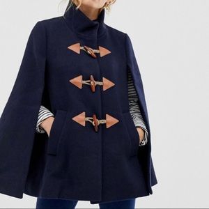 J.Crew NWOT Navy Blue Wool Cape / Coat